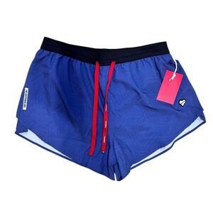 Heartbreak Run Women's Bear Cage 2 Split Shorts Blue Zazzle Camo Medium NEW